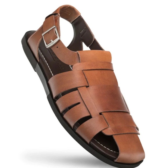 NEW Mezlan R20257 Cognac Calfskin Fisherman Handmade Leather Sandal Size 10 main image 10